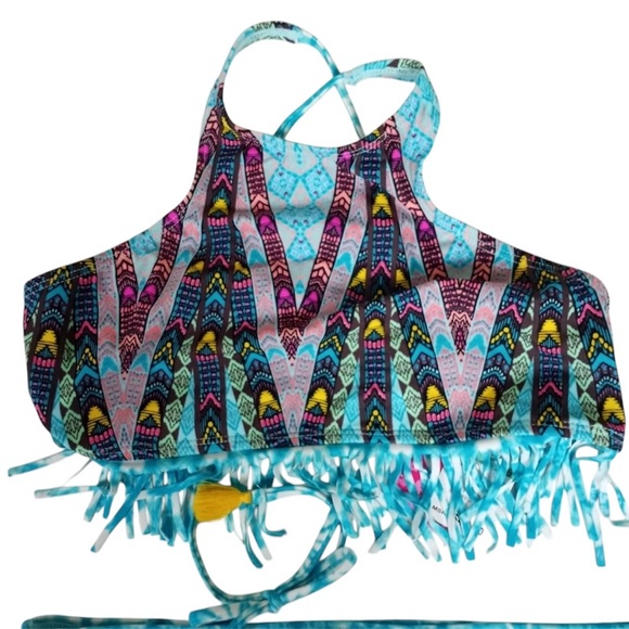 Gossip Girl Multi-Colors Fringed Bikini 👙 Swimsuit Set - Picture 7 of 8